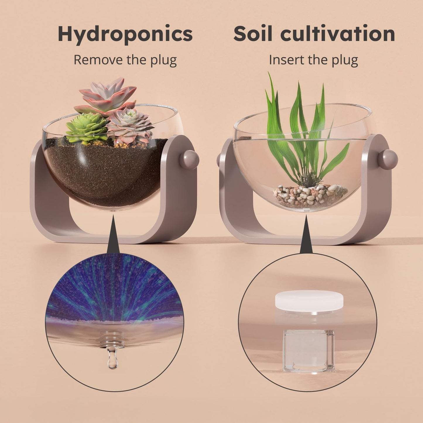 NIUBEE Plant Pots Indoor 7-inch, Acrylic Flower Planters with Drainage Holes, Ideal for Hydroponic & Soil Growing, Perfect for Succulents, Herbs & Small Plants in Home, Office & Windowsill