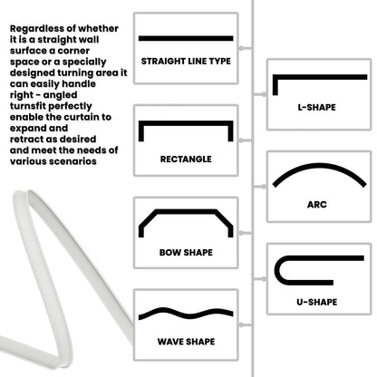 Jilron Room Divider Curtain Ceiling Curtain Track Set for Blackout and Privacy (Gray Curtain + White Track) 106" W x 84" L -1 Piece