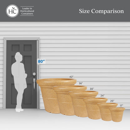 The HC Companies Terrazzo Large Round Plastic Plant Pot w/Rolled Rim - Lightweight & UV Resistant Gardening Pot for Herbs & More - Outdoor & Indoor Plant Pots w/Drainage (20”, Black, Pack of 2)