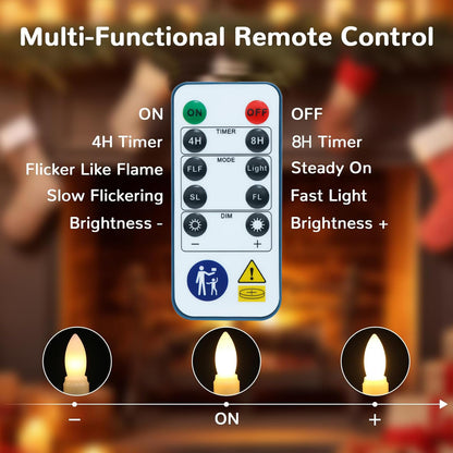 PChero Flameless Candles with Remote Timer, 7.9" Ivory Battery Operated LED Taper Dripless Floating Flickering Candles for Wedding Halloween Thanksgiving Christmas Themed Party Valentines Decorations