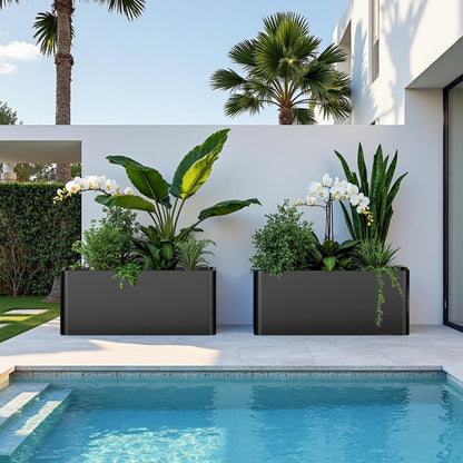 BHCORTEN Metal Rectangular Planter Box 36" L x 15" W x 15" H,Large Planter for Outdoor Plants with 6 Drainage Holes for Commercial Residential Patio Deck Garden