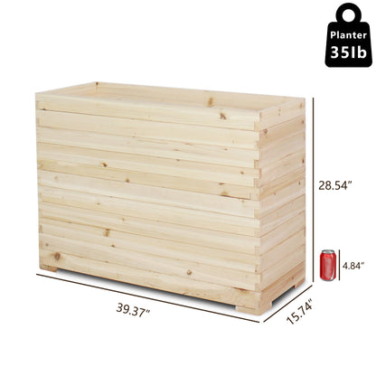 TRUEAURA Wood Raised Garden Bed, Rectangular Planter Box Outdoor Large Tall Trough 39"x28"x15" Flower Planters Boxes with Bottom for Plants Herb Patio Porch Balcony Privacy Screen