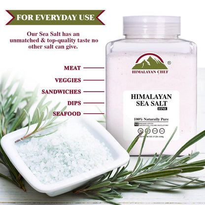 Himalayan Chef Sea Salt Fine Grain Himalayan Salt, 5 lbs Bulk Bag - 100% Natural, Unrefined, Kosher, Rich in 84 Organic Minerals for Cooking, Seasoning