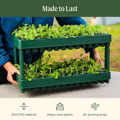 Vego garden 2 Set 76 Cells Seed Starter 10" x 20" Tray Stackable Seedling Starting Germination Trays for Plants Planting Vegetables Herbs Flowers,