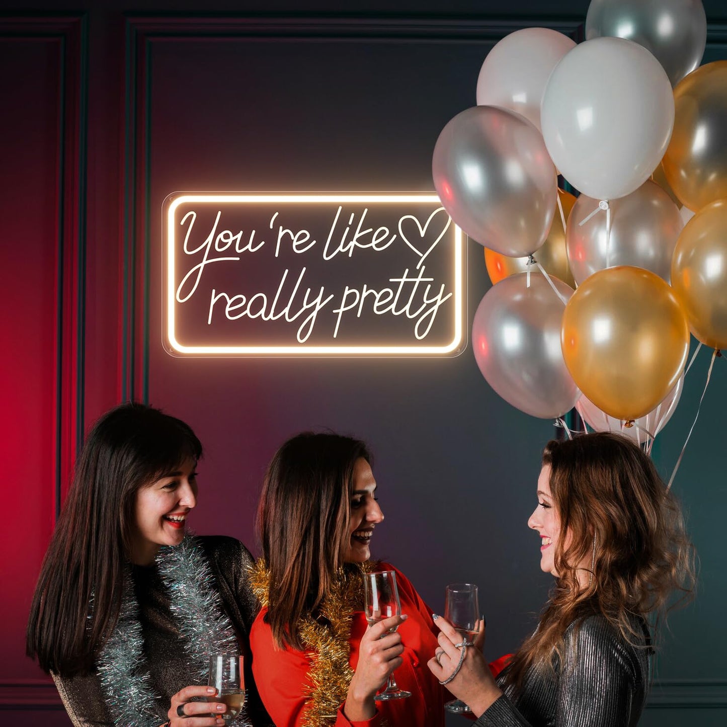 You're Like Really Pretty Neon Signs for Wall Decor, LED Neon Sign Aesthetic Room Decor for Teen Girls Neon Lights Signs for Bedroom, Salon, Wedding Party Pink Neon Name Sign