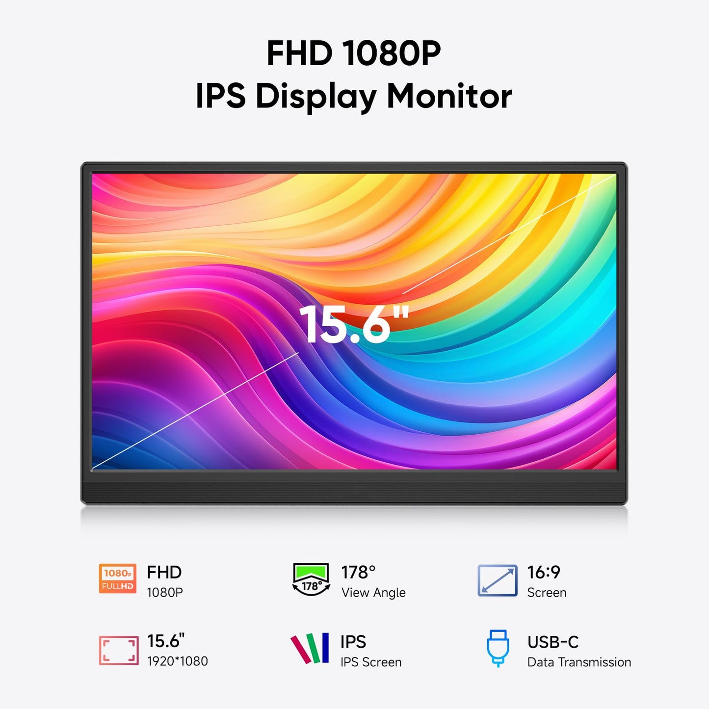 Dopesplay Portable Monitor, 15.6" FHD 1080P Portable Screen for Laptop with Adjustable Stand, USB-C HDMI Second External Monitor, Travel Screen Extender for Laptop Mac Phone PS4/5 Xbox Switch - Black
