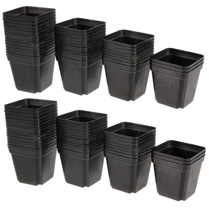 FOMIYES Nursery Pots and Independent Growth Chambers 100pcs Plastic Square Black with Drainage Holes for Vegetables and Flowers, for Balcony Gardens and Garden Planting