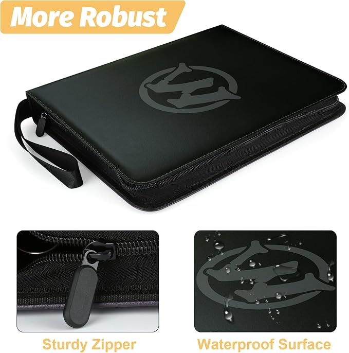 Trading Card Binder,9-Pocket Premium Collector Card Binder Holds 720 Cards,Standard Cards Collection Album Folder for MTG,TCG,Yugioh(Black 2)