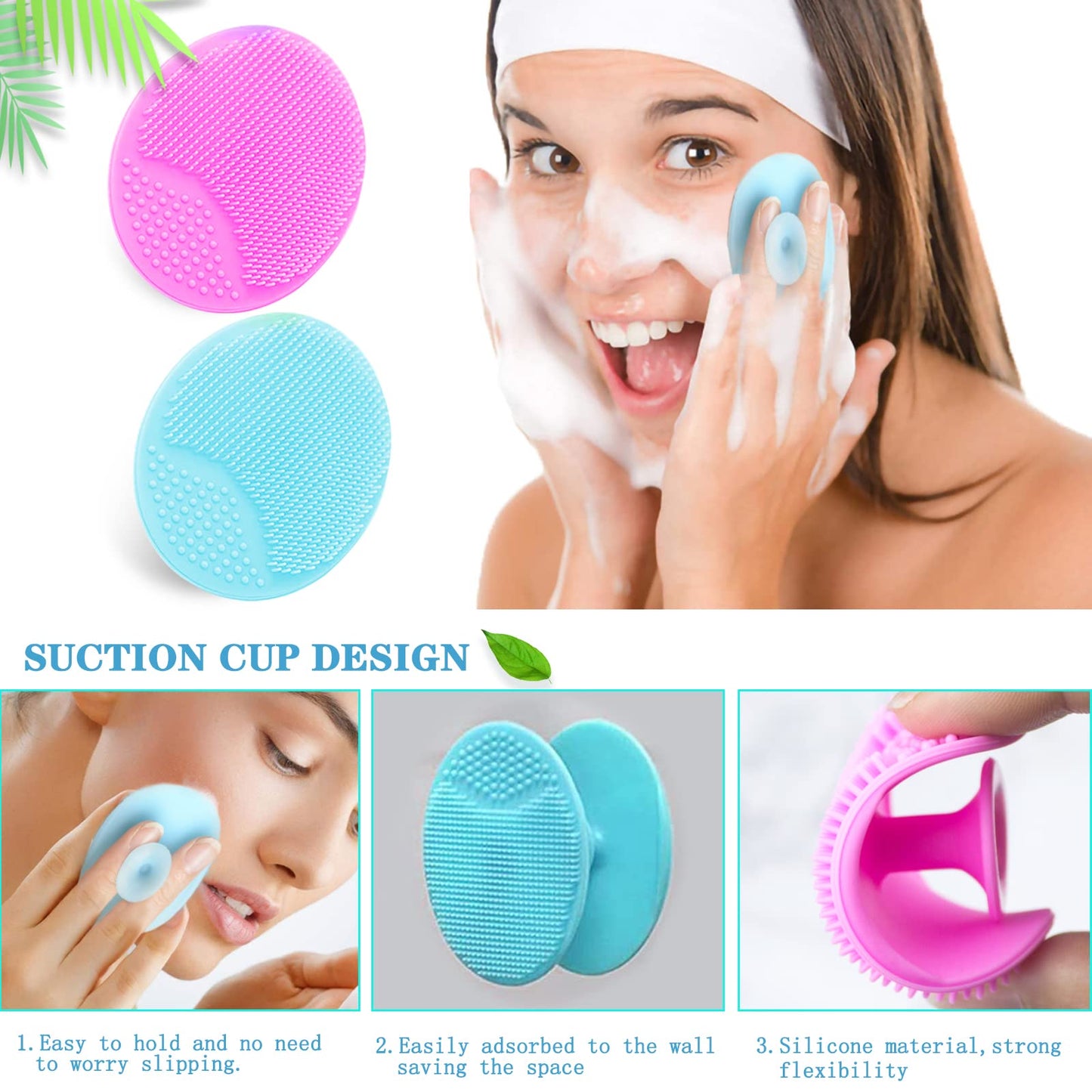 5PCS Silicone Scrubber Set, Lip & Face Cleansing Brush and 2PCS Exfoliating Face Brush for Men & Women