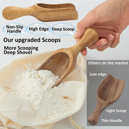 Large Coffee Scoop Shovel, 3pcs Wooden Scoop for Jars, 5.9″ Big Ground Coffee Scoop Measuring Spoons for Coffee, Tea, Powder- Multifunctional Kitchen Scoop for Bath Salts,Laundry (Acacia Wood)
