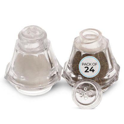 Crafts Central Plastic Mini Salt and Pepper Shakers For Party’s, Restaurants and Wedding’s - 24 Pcs (Clear)