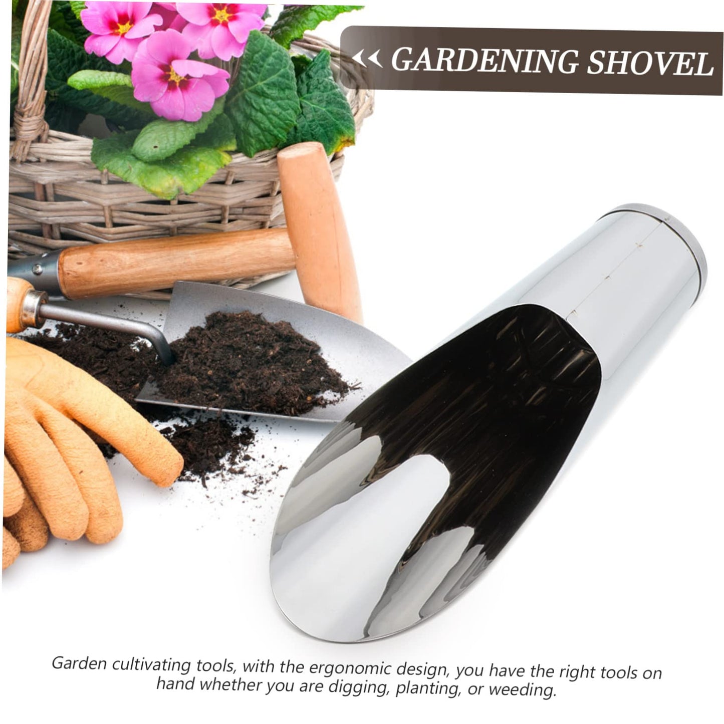 JOINPAYA Stainless Steel Bonsai Soil Scoop Bucket Garden Shovel for Transplanting Flowers Vegetables Seedlings Precise Soil Placement Tool for Potting and Gardening Easy to Use Handheld
