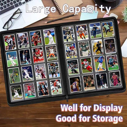 Trading Card Binder 16 Pocket, 1664 Pockets Ringless PU Cover Card Collection Binder, Double Sided Card Binder Collector Album, Card Folder for MTG, TCG, Sports Cards, Game Card (Orange, 16Pockets)