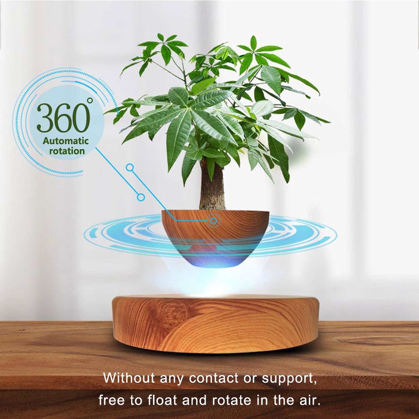 INLETTER Floating Magnetic Levitating Flower Pot Bonsai Air Plant Pot Planter Potted for Home, Office & Desk Decor Gift,A,1