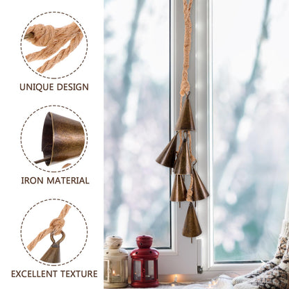 GANAZONO Outdoor Decor Witch Bells Door Knob Hanger Wind Chimes Hanging Bells with Rope Wreath Handmade Handicrafts Rustic Witchcraft Supplies for Home Room Garden Decor A Wall Hanging Decor