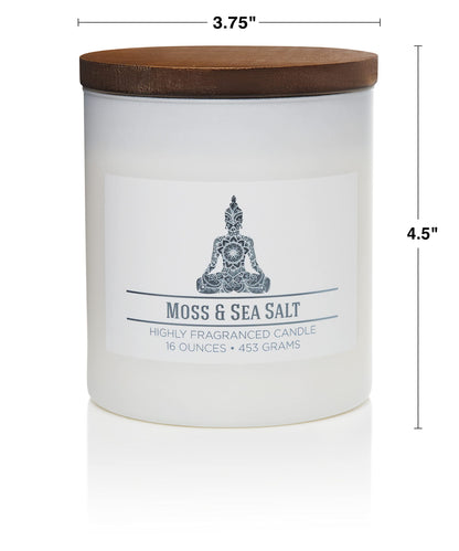 Carolina Moss & Sea Salt Scented Candle, 16 oz Wellness Relaxing Aromatherapy Candle, 2 Wick White Jar Soy Blend Wax, Candles for Home, 60H Burn - Made in The USA