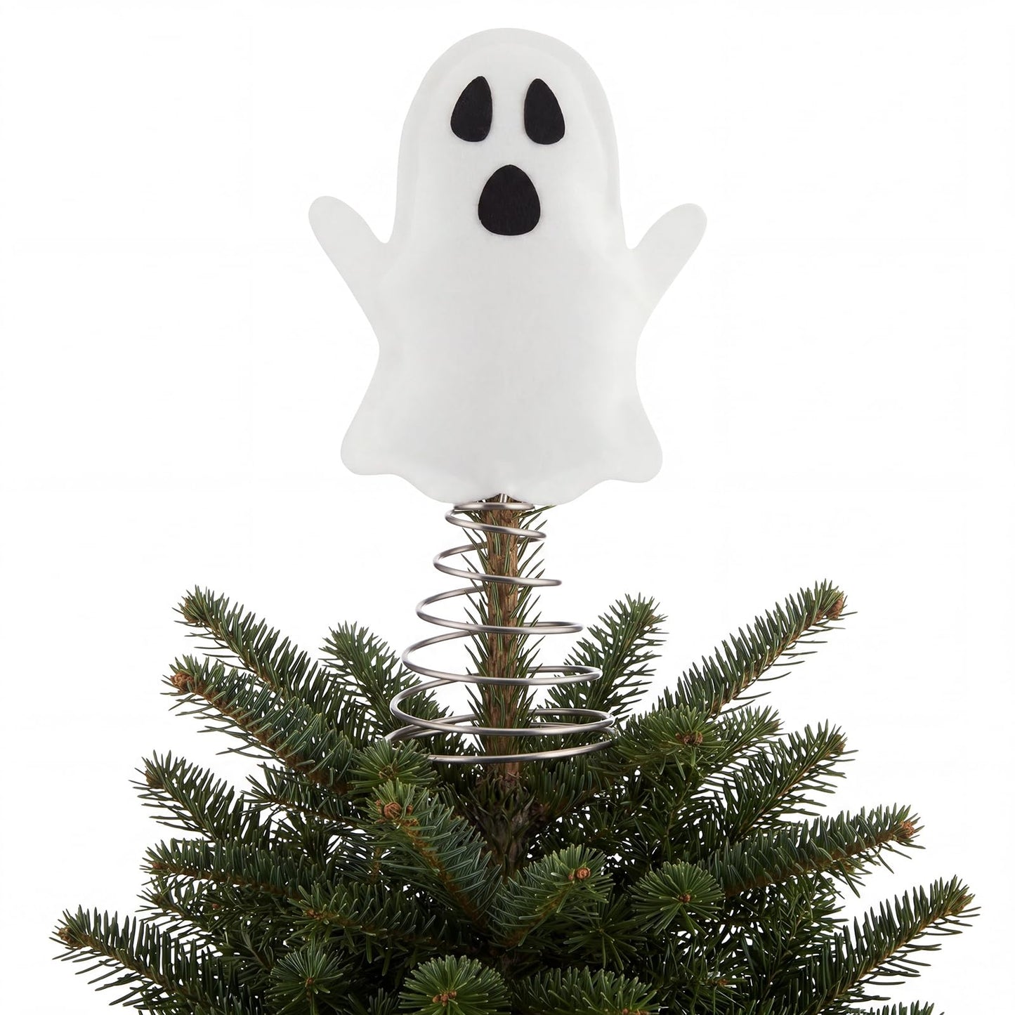 Gejoy 1 Set Halloween Miniature White Ghost Tree Topper Includes Spring Base 4 Inch Tree Ornaments Gift for Colleagues Neighbors Home Halloween Party DIY Decorations