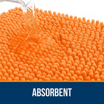OLANLY Bathroom Runner Rugs 70x24, Extra Soft Absorbent Chenille Bath Rugs, Rubber Backing Quick Dry, Machine Washable Long Bath Mats for Bathroom Floor, Tub and Shower, Home Decor Accessories, Orange