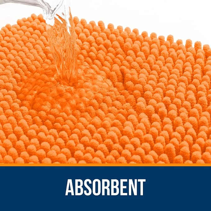 OLANLY Large Bathroom Rugs 40x32, Extra Soft Absorbent Chenille Bath Rugs, Rubber Backing Quick Dry, Machine Washable Bath Mats for Bathroom Floor, Tub and Shower, Home Decor Accessories, Orange