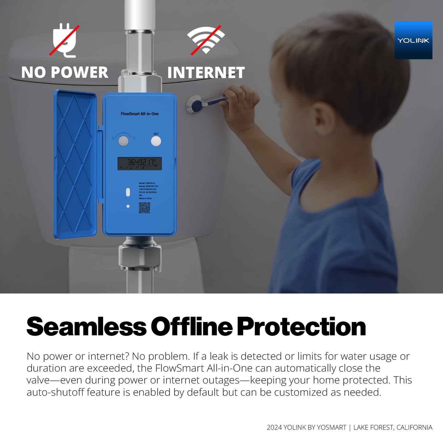 YoLink FlowSmart All-in-One: Smart Water Meter & Shutoff for 0.5'' Pipes, NSF Certified, Real-Time Leak Detection, App-Controlled, 10+ Year Battery, YoLink Hub Included – YS5018