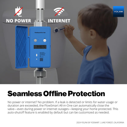 YoLink FlowSmart All-in-One: Smart Water Meter & Shutoff for 0.5'' Pipes, NSF Certified, Real-Time Leak Detection, App-Controlled, 10+ Year Battery, YoLink Hub Included – YS5018
