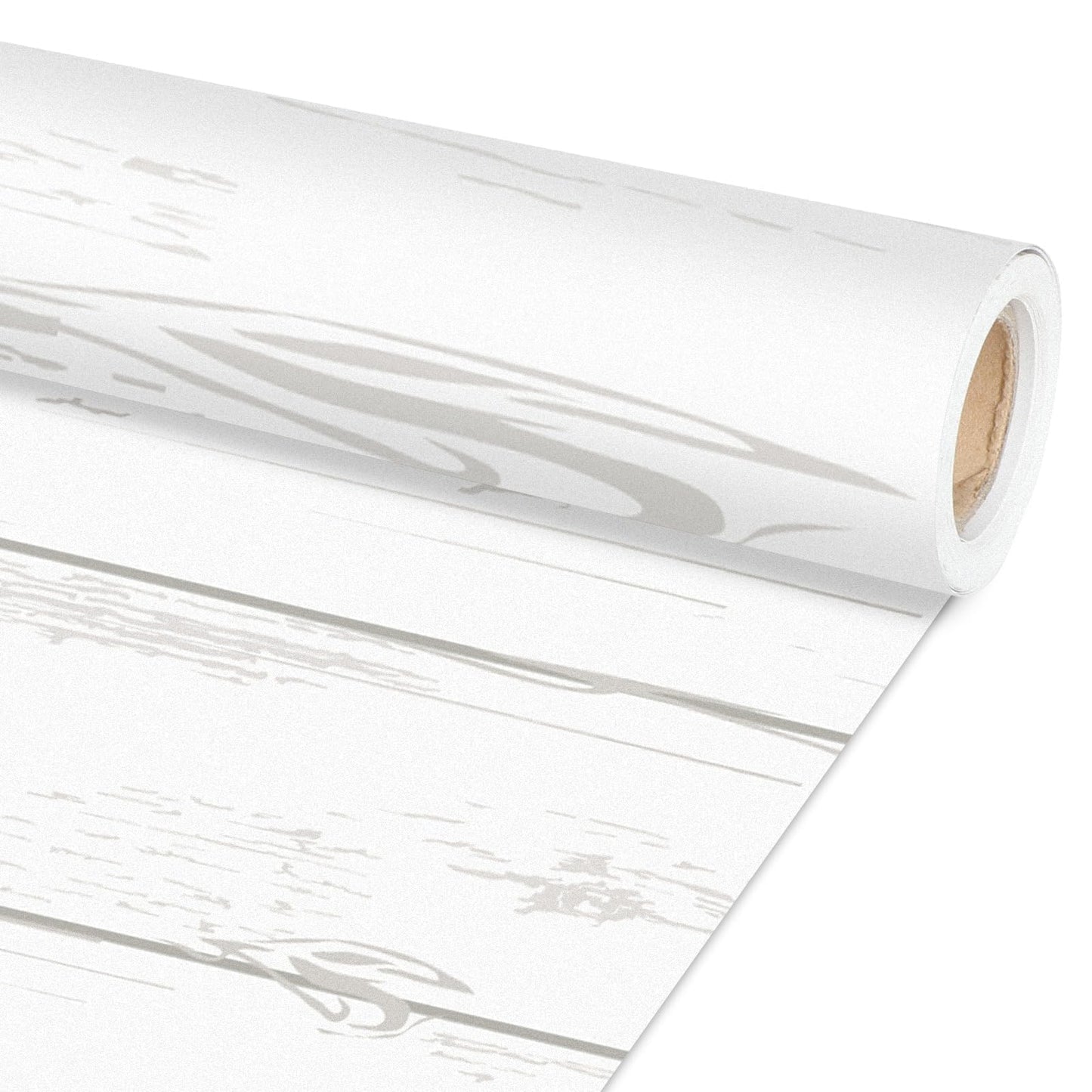 Qyeahkj Rustic Bulletin Board Paper Roll - White Wood Grain Background Paper, Fade Resistant - 17.7in x 20ft for Arts, Crafts & Classroom Supplies