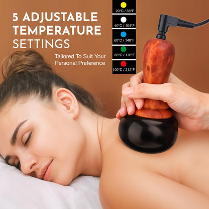 Electric Hot Stone Massager - Portable Bian Stones Gua Sha Scraping Home Massage Therapy Kit - Handheld Rock Warmer Wand Tool Set with Temperature Adjustment Control for Back Neck Body Pain Relief