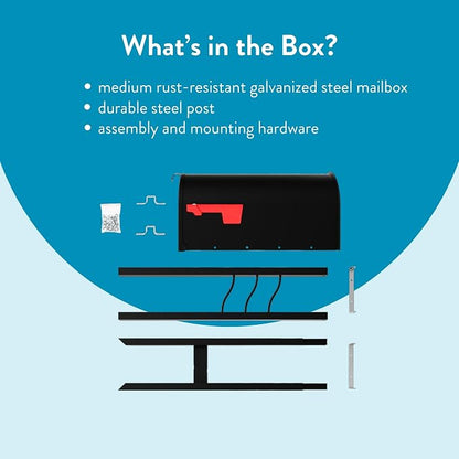 Architectural Mailboxes Mailbox to Go Galvanized Steel Mailbox and Post Kit, MC11KITBAM, Black, Medium Capacity