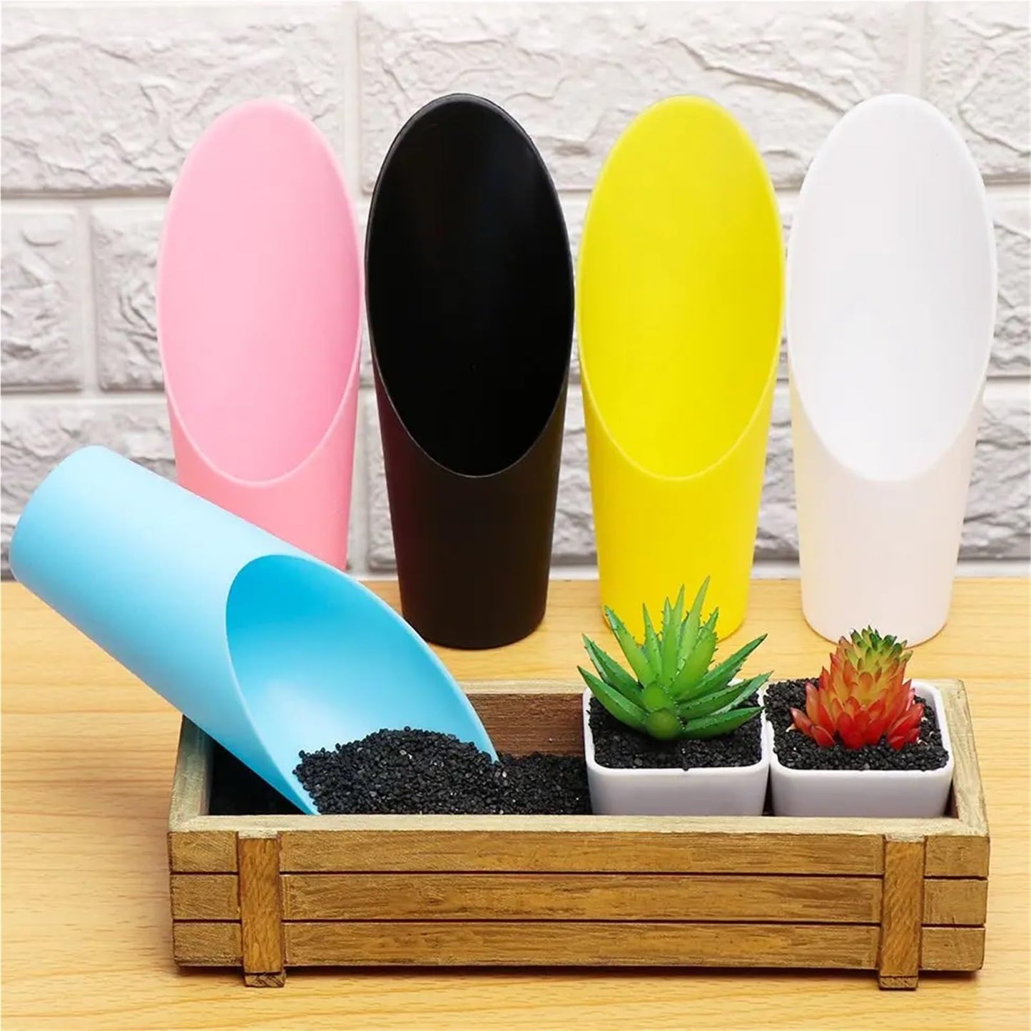 Bonsai Soil Scoop 6PC Plastic Soil Shovel Cup for Garden Spade Cultivation Bucket Potted Bonsai Fleshy Plant Mini Home Gardening Tools(Pink)