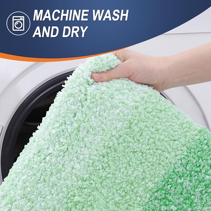 OLANLY Small Bathroom Rugs Mat 24x16, Extra Soft Absorbent Microfiber Bath Rugs, Rubber Backing, Quick Dry, Machine Washable Bath Mats for Bathroom Floor, Tub and Shower, Home Decor Accessories, Green
