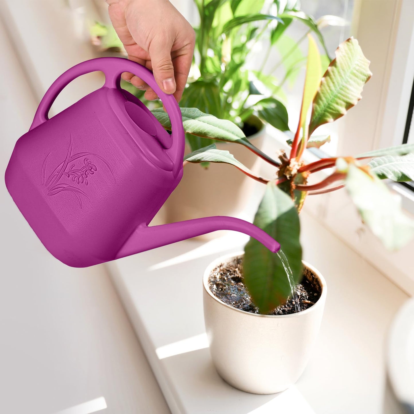 TTAOE GN Watering Can - for Home Plant Garden - 1/2 Gallon - Rose Red