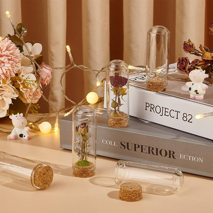 BENECREAT 20Pcs Dome Decorative Jars, 1.2x3.4inch Glass Display Dome Cloche Glass Bell Jar with Cork Base for Flower Storage, Specimens, Crafts Decorations