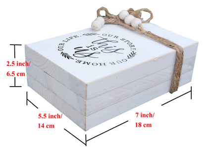 LIVDUCOT Wood Decorative Books Stack Rustic Home Decor Stack White Wooden Books for Modern Home Decor,Shelf,Mantle or Tray This is Us Our Life Our Story Our Home 7X 5.5X 2.5'