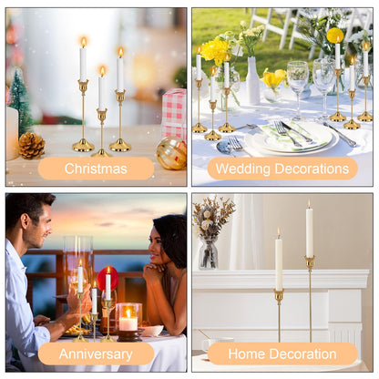 6pcs Gold Candle Holders, Candlestick Holders Taper Candle Holders for Pillar Candles Sticks Holder Decor Halloween Christmas Decorations Candle Candelabros para Centros de Mesa