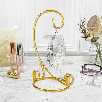 Plmmwd 2 Pcs Ornament Display Stand - Small Twisted Ornament Hanger Stand Holder Hanging Terrarium Holder Plants Witch Ball Wedding Party Ornaments Perfect for Home and Office Decor Gold 7.5" H