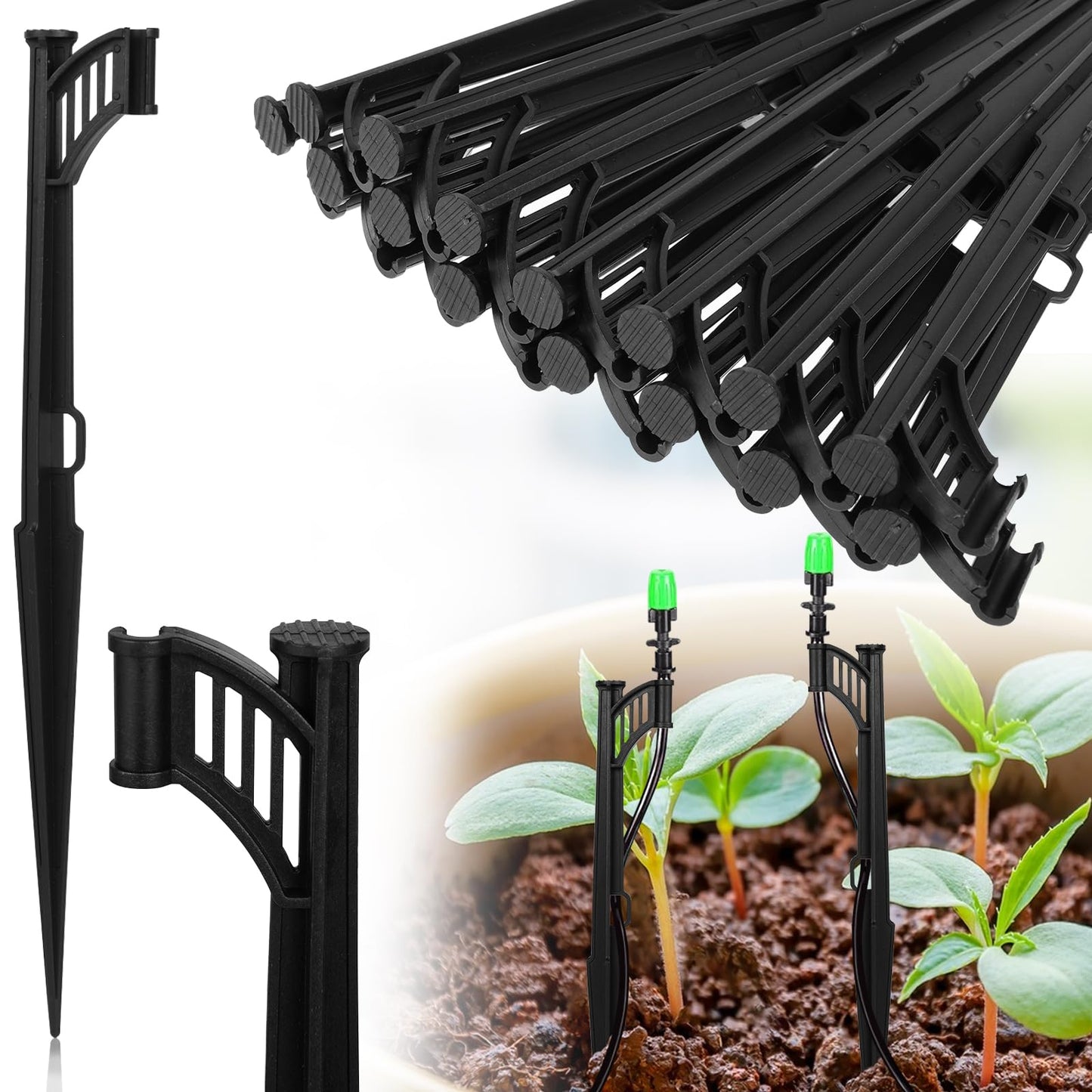 30 Pcs 12.8" Irrigation Drip Support Stakes 1/4 Inch Drip Irrigation Stakes for 1/4 Inch Drip Irrigation Tubing Hose Holder Drip Irrigation Support Stakes for Gardens Irrigation Supplies