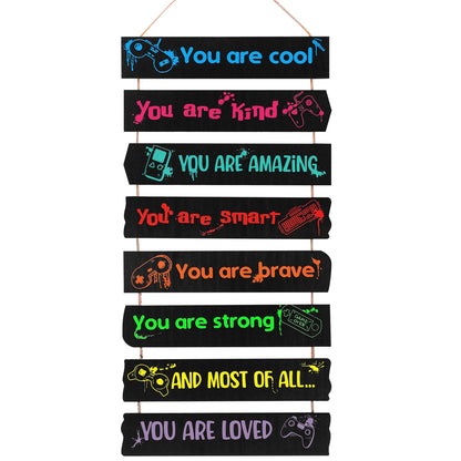 Maitys Game Room Decor for Boys Bedroom, Inspirational Wall Decoration, Wood Gaming Room Decor for Boys Playroom, Christmas Hanging Plaques Signs for Teen Gamer Bedroom