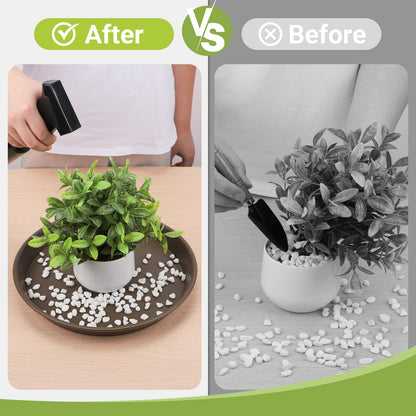 GREANER 12 Inch Plant Plates to Catch Water, 2PCS Brown Heavy Duty Humidity Trays for Indoor Plants, Deep Plant Saucer for Pot