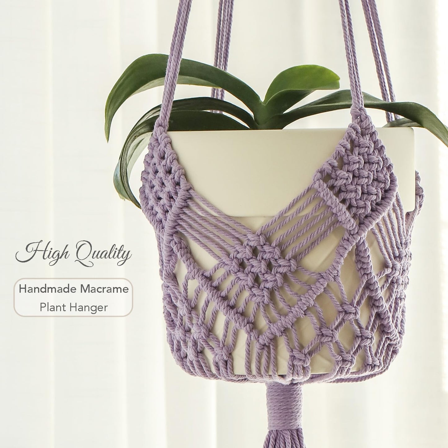XINBOR Hanging Planter with Patterns,2Packs Macrame Plant Hangers Indoor Macrame for up to 8 inch Pot Crochet Boho Plant Hanger Holder for Indoor Outdoor with 2S Shaped Stainless Steel Hooks (Purple)