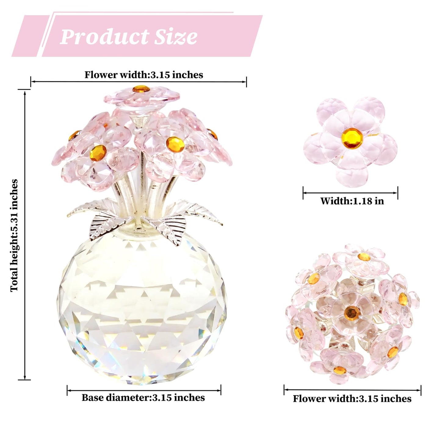 K9 Pink Crystal Forget-Me-Not Figurine in Clear Crystal Vase