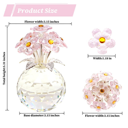 K9 Pink Crystal Forget-Me-Not Figurine in Clear Crystal Vase
