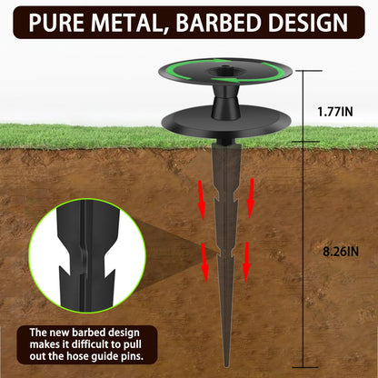8PCS Metal Garden Hose Guide Spike, Hose Guides for Garden Heavy Duty, Cast Iron Garden Hose Guides for Outside, Rustproof Coated Hose Guide Stakes for Lawn & Yard, Plant & Flower Bed Protection