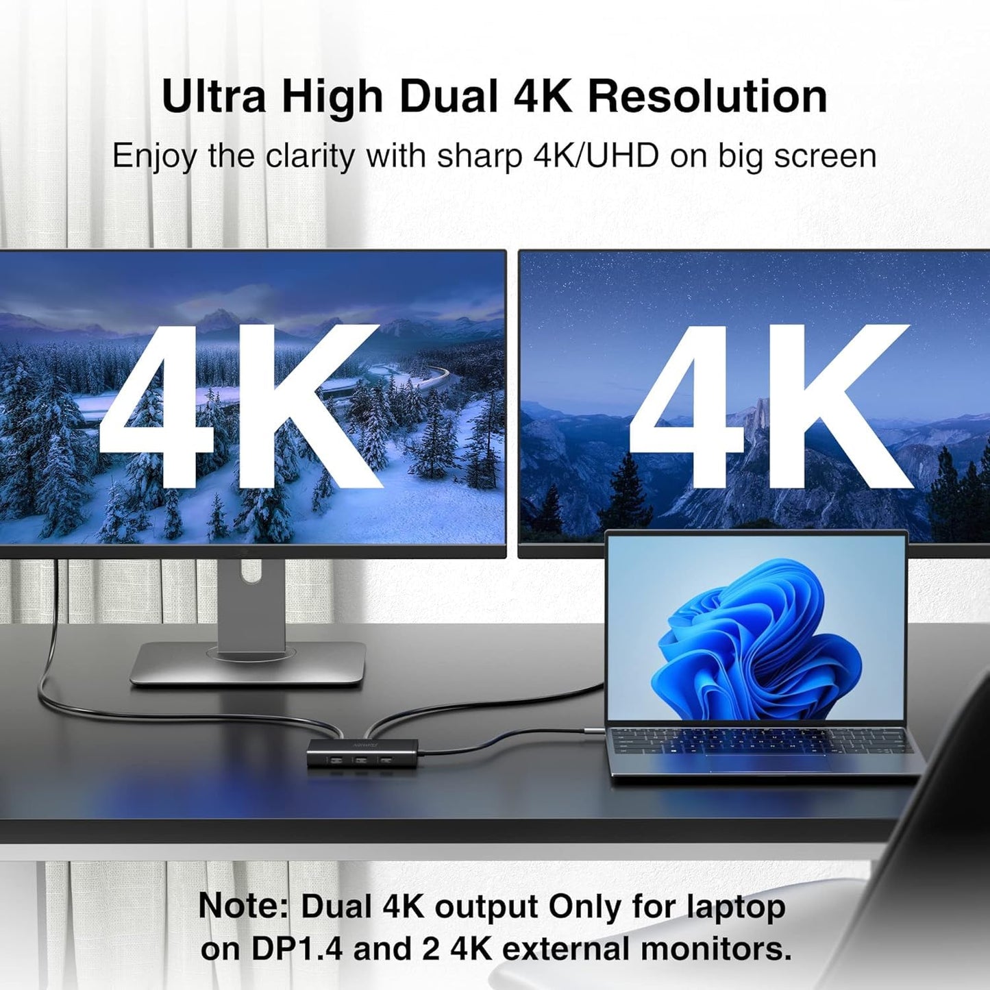 USB C Docking Station Dual Monitor for Dell/HP/Lenovo/Surface Laptop, 14 in 1 Triple Display Hub Multiple Adapter, Dongle with 2 HDMI 4K+VGA+5 Port+100W PD Charger+Ethernet+SD/TF+Audio