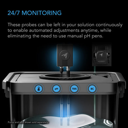 AC Infinity Hydro Sensor, Environmental Sensor for Controller AI+, Manage pH, EC, TDS and Water Temp for Grow Tents, Unlock Automations for Equipment Programming in Hydroponics, Aquariums, and Pools