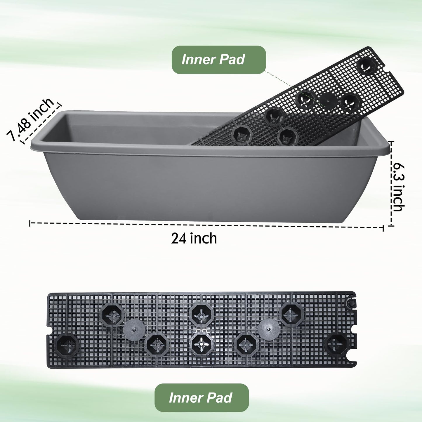 Tcevily 6 Pcs 24 inch Window Box Planter, Large Rectangular Flower Planter Boxes with Shelf Insert Plastic for Indoor and Outdoor Garden, Balcony Home Decor (6, 24 inch)