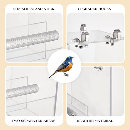 Ziliny 2 Pieces No Mess Bird Feeder for Cage Automatic Acrylic Bird Feeder Seed Food Catcher for Parakeet Canary Cockatiel Parrot Finch Canary 5.1 x 5.1 x 4.3 Inches