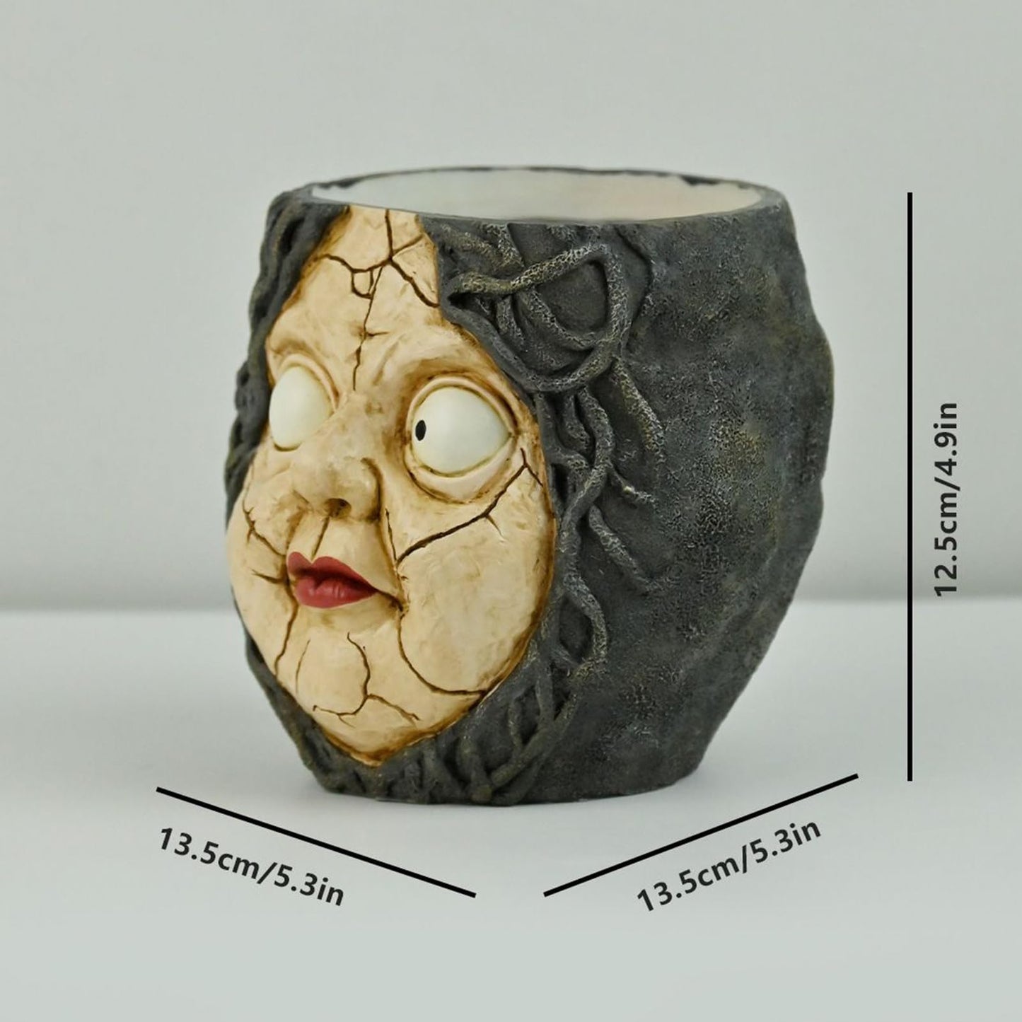 Face Pots for Plants - Abstract Head Planter, Resin Sculpture | Indoor Outdoor Garden Decoration for Patio Bookshelf Windowsill offlce Desk Balcony Halloween Kids Family Tabletop Friends Gift Use