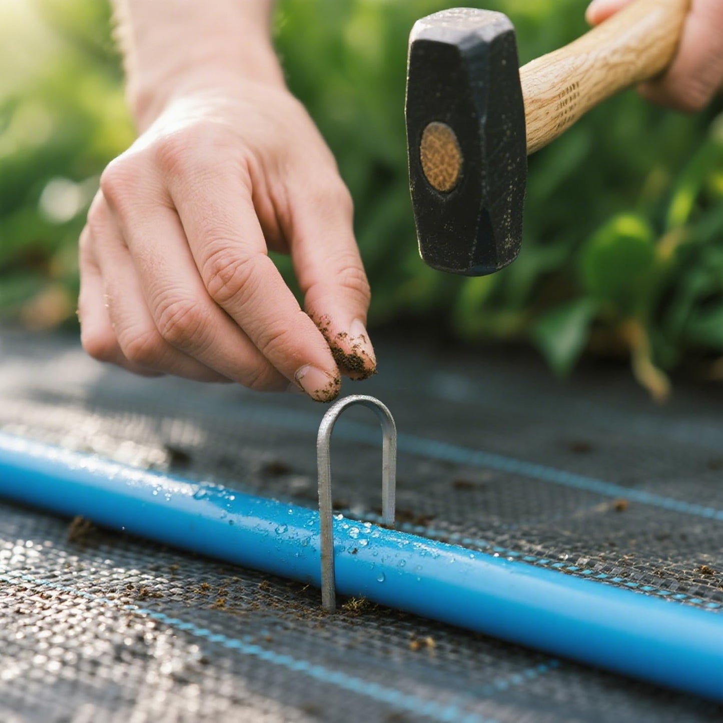 MySit 12 Inch 25 Pack Heavy Duty U Shaped Garden Stakes, 11 Gauge Galvanized Fence Stakes Landscape Staples Metal Yard Stakes for Ground, Drip Hose, Inflatables, Outdoor Decorations