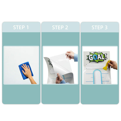 Fundraising Thermometer Chart Goal Tracker Decal - 48"x12" - Dry Erase Goal Setting Wall Poster Thermometer - Removable Giant Sales Goal Vinyl Sticker (Blue)