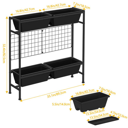 ETELI Vertical Raised Garden Beds Outdoor Elevated Herbs Garden Planter Boxes with Trellis and Legs 32.4" Flowers Beds Vertical Planters for Small Climbing Plant Vegetables Patio Balcony, Black